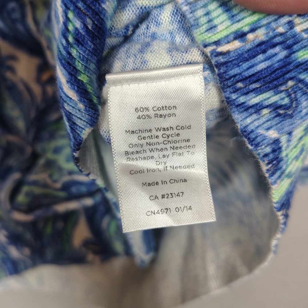 Talbots Cardigan Women 3X Blue Paisley Knit 3/4 Sleeve Cotton Rayon Sweater - Picture 4 of 7